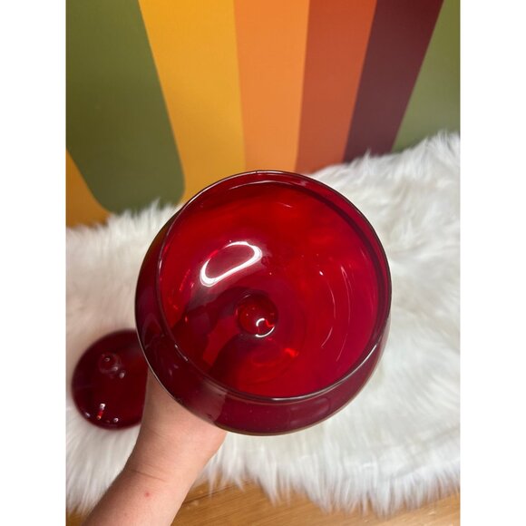 Empoli ruby red candy dish glass apothecary container - Picture 5 of 6